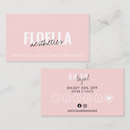 はっきりしたシンプルピンクスクリプト美しいロイヤリティ 名刺 (正面/裏面)