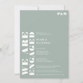 はっきりしたシンプル塵結婚緑婚約パーティ 招待状 (正面)