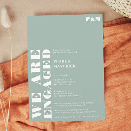 はっきりしたシンプル塵結婚緑婚約パーティ 招待状