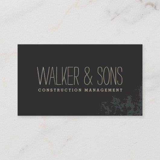 はっきりしたシンプル男らし素朴な黒グランジ色 名刺 (正面)