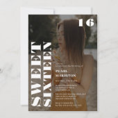 はっきりしたシンプル白い写真甘い16歳の誕生日 招待状 (正面)