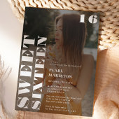 はっきりしたシンプル白い写真甘い16歳の誕生日 招待状