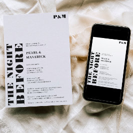 はっきりしたシンプル白黒の結婚リハーサル 招待状