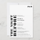 はっきりしたシンプル白黒の結婚リハーサル 招待状 (正面)