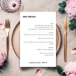 はっきりしたシンプル白黒シンプルCustom Wedding Menu<br><div class="desc">かわいいはっきりしたミニマル白黒レトロシンプルカスタムウェディングメニュー</div>