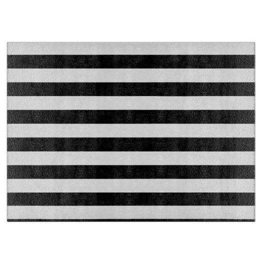 はっきりしたシンプル白黒ストライプ カッティングボード (正面)