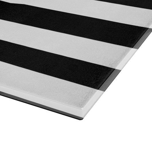 はっきりしたシンプル白黒ストライプ カッティングボード (角)