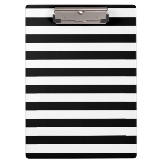 はっきりしたシンプル白黒ストライプ クリップボード (正面)