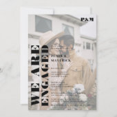 はっきりしたシンプル白黒婚約パーティ 招待状 (正面)