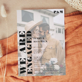 はっきりしたシンプル白黒婚約パーティ 招待状