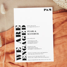 はっきりしたシンプル白黒結婚婚約パーティ