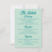 はっきりしたシンプル西モダン結婚詳細カード (裏面)