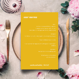はっきりしたシンプル黄色シンプルCustom Wedding Menu