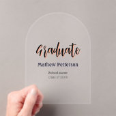 はっきりしたシンプル黒の卒業式モダン アクリル招待状 (インサイチュ (ポータブル))