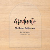 はっきりしたシンプル黒の卒業式モダン アクリル招待状 (正面)