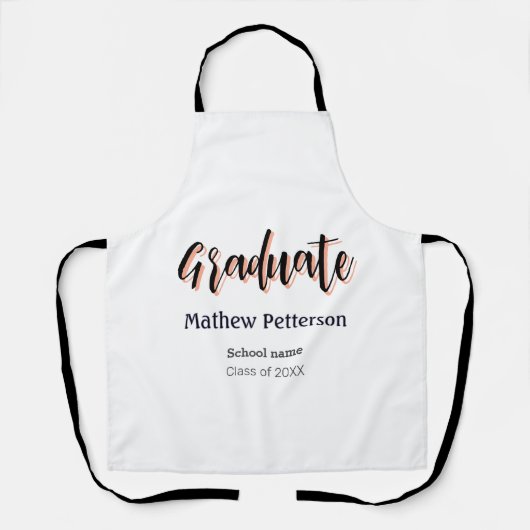 はっきりしたシンプル黒の卒業式モダン エプロン (正面)