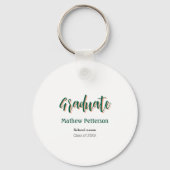 はっきりしたシンプル黒の卒業式モダン キーホルダー (裏面)