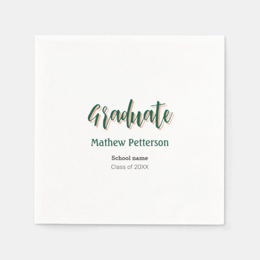 はっきりしたシンプル黒の卒業式モダン スタンダードカクテルナプキン (正面)