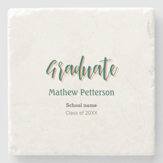 はっきりしたシンプル黒の卒業式モダン ストーンコースター (正面)