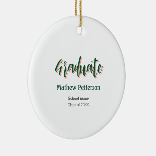 はっきりしたシンプル黒の卒業式モダン セラミックオーナメント (右)