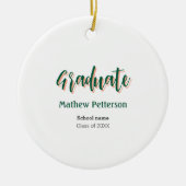 はっきりしたシンプル黒の卒業式モダン セラミックオーナメント (正面)