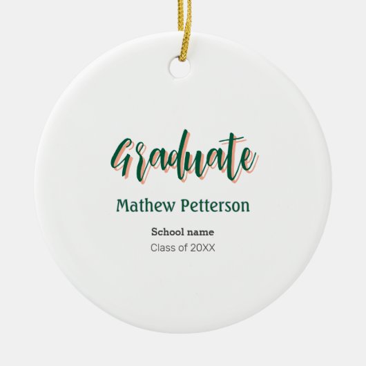 はっきりしたシンプル黒の卒業式モダン セラミックオーナメント (正面)