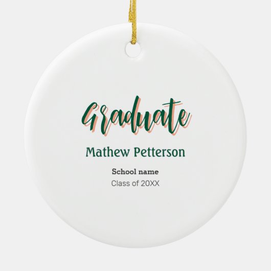 はっきりしたシンプル黒の卒業式モダン セラミックオーナメント (裏面)
