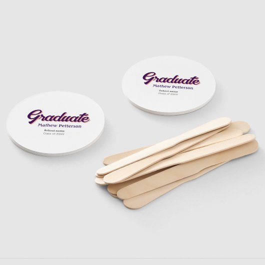 はっきりしたシンプル黒の卒業式モダン ハンドファン (組立なし)