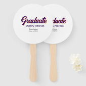 はっきりしたシンプル黒の卒業式モダン ハンドファン (正面&裏面)