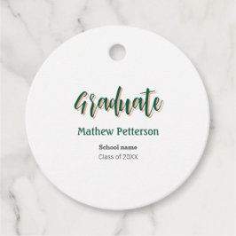 はっきりしたシンプル黒の卒業式モダン フェイバータグ