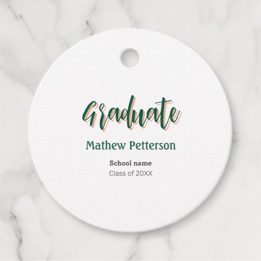 はっきりしたシンプル黒の卒業式モダン フェイバータグ (正面)