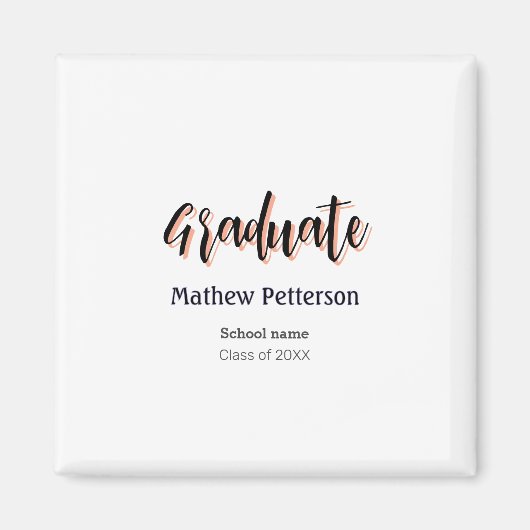 はっきりしたシンプル黒の卒業式モダン マグネット (正面)