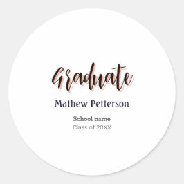 はっきりしたシンプル黒の卒業式モダン ラウンドシール