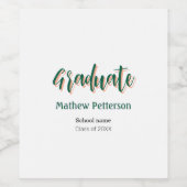 はっきりしたシンプル黒の卒業式モダン ワインラベル (シングルラベル)