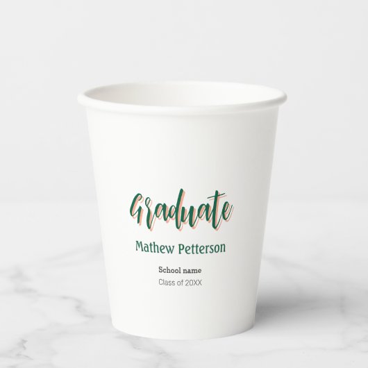 はっきりしたシンプル黒の卒業式モダン 紙コップ (正面)