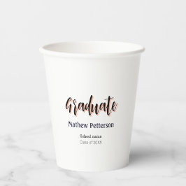 はっきりしたシンプル黒の卒業式モダン 紙コップ