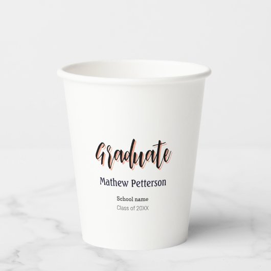 はっきりしたシンプル黒の卒業式モダン 紙コップ (正面)