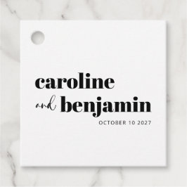 はっきりしたシンプル黒白シックモダンズ結婚ス フェイバータグ