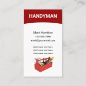 はっきりしたシンプルVertical Handyman Business Card 名刺 (裏面)