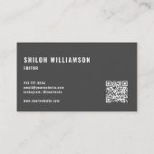 はっきりしたスタイリッシュクール打モダンタイポグラフィQR 名刺 (裏面)