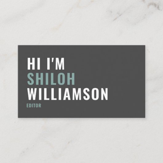 はっきりしたスタイリッシュクール打モダンタイポグラフィQR 名刺 (正面)