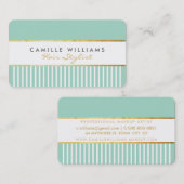 はっきりしたスタイリッシュモダンデザイン金ゴールドミントグリーン 名刺 (正面/裏面)