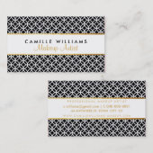 はっきりしたスタイリッシュ金ゴールドストリップ円パターン白黒 名刺 (正面/裏面)