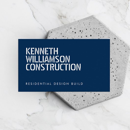 はっきりしたステンシルブルー建築名刺 名刺