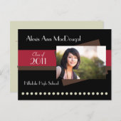 はっきりしたストライプお知らせポストカード（赤） 案内ポストカード (正面/裏面)