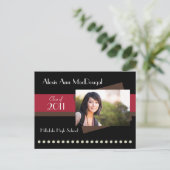 はっきりしたストライプお知らせポストカード（赤） 案内ポストカード (スタンド正面)