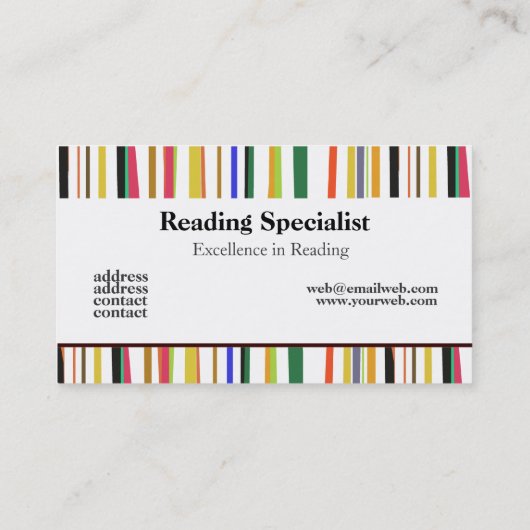 はっきりしたストライプのモダン型カラフル 名刺 (裏面)