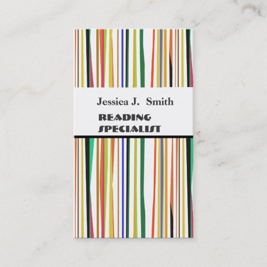 はっきりしたストライプのモダン型カラフル 名刺 (正面)