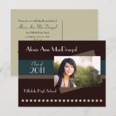 はっきりしたストライプティール（緑がかった色） インビテーションポストカード (正面/裏面)