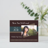 はっきりしたストライプティール（緑がかった色） インビテーションポストカード (スタンド正面)